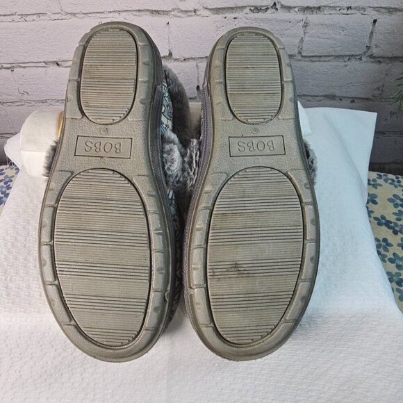BOB'S BY SKECHERS MEMORY FOAM SLIPPERS TOO COZY PUPPY DOGS FACES FAUX FUR SIZE 6 - Picture 6 of 7